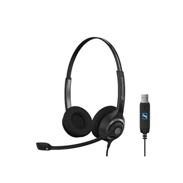 Two-Sided Pro Comm Headset with USB & Microphone Earpads Pouch Call Control