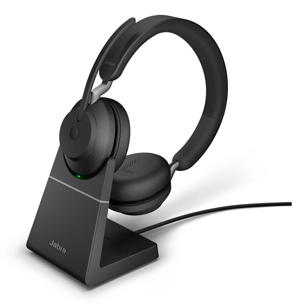 Jabra Evolve2 65 Link 380A MS Stereo Wireless Headset with Stand - Black