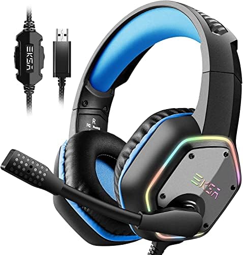 EKSA E1000 7.1 Surround RGB Gaming Headset Gamer USB Wired Headphone