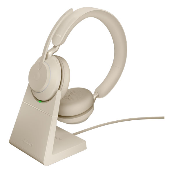 Jabra Evolve2 65 Link 380A UC Mono Wireless Headset with Stand - Beige