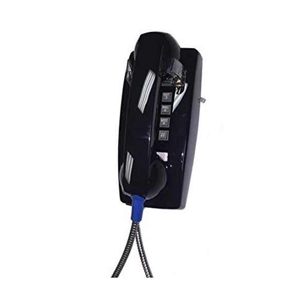 Cortelco Wall Phone Basic Armored Cord with Plastic Cradle - Black