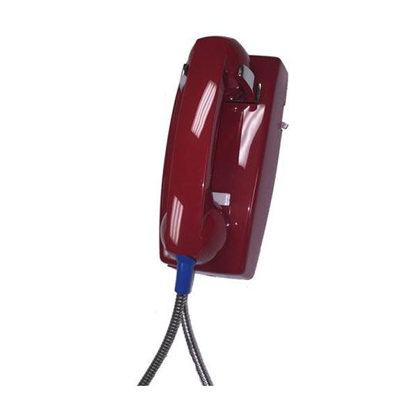 Cortelco Wall phone Basic No Dial Armored Cord with Plastic Cradle - Red